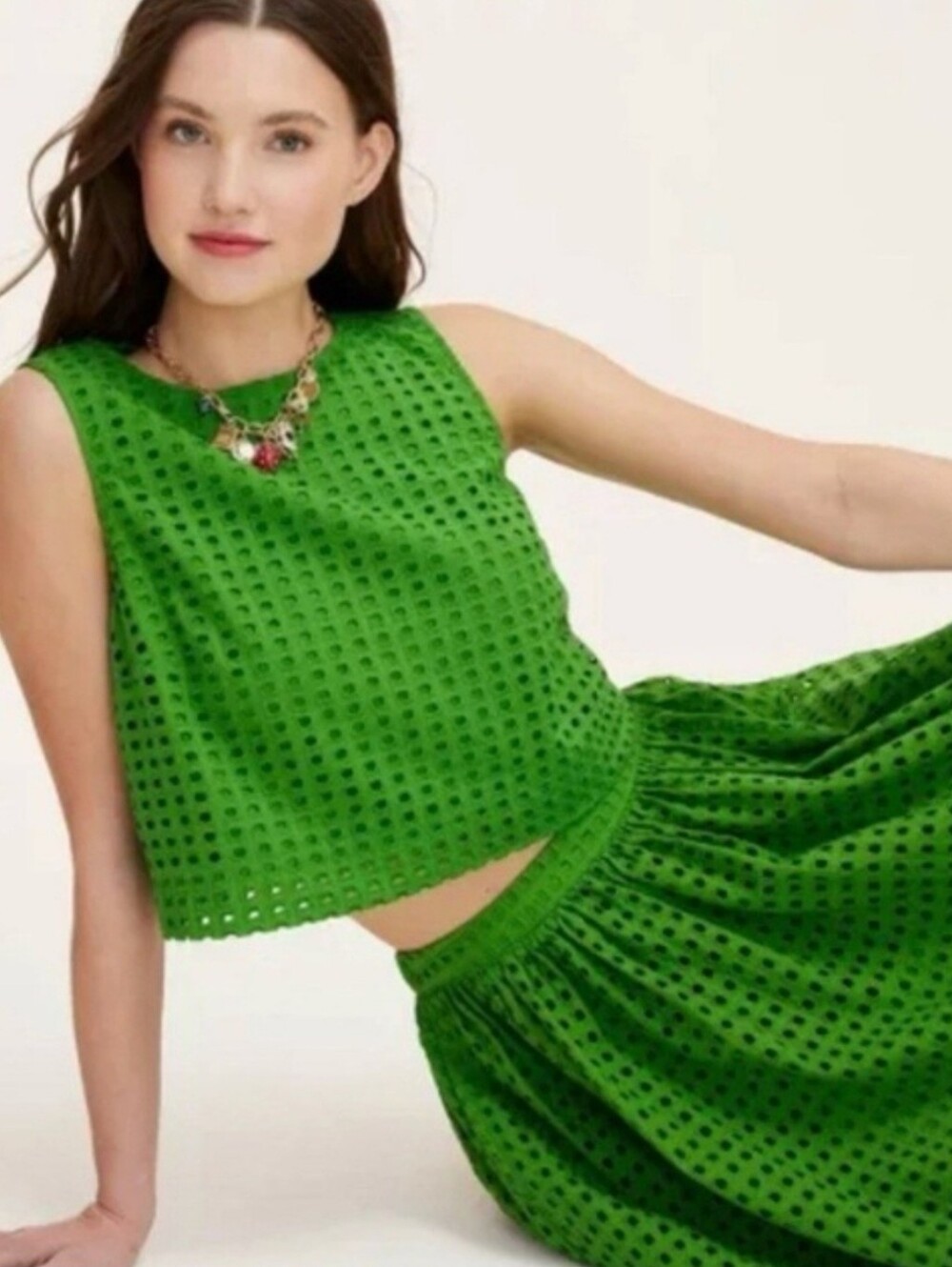 Kate SPADE for Target Green Eyelet Crop Tank Top - Women